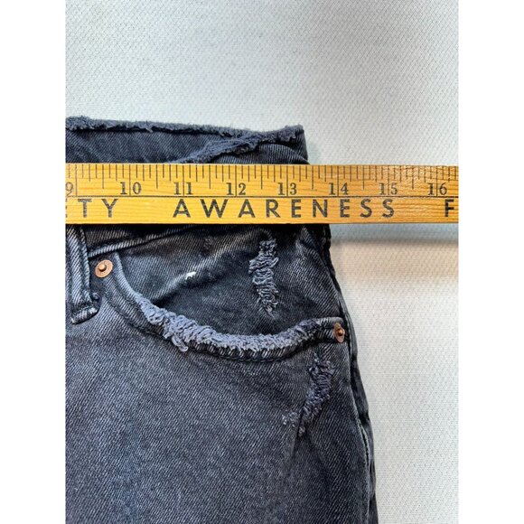 Abercrombie & Fitch Womens The Dad High Rise Denim Jeans 28/6 Black Distressed - Picture 8 of 11